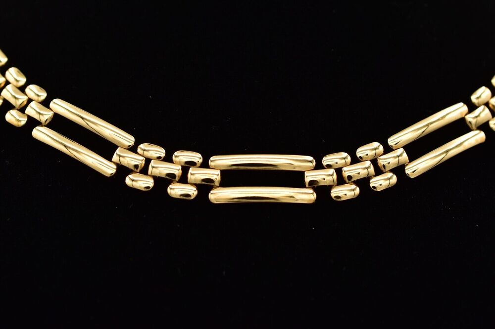 Monet Vintage Chain Collar Necklace Linked Shiny Gold Tone Signed 1980s BinA17